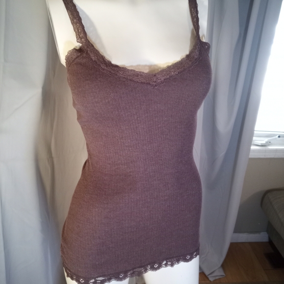 Bluenotes Mauve Lace-Trimmed Tank Top - Picture 1 of 2